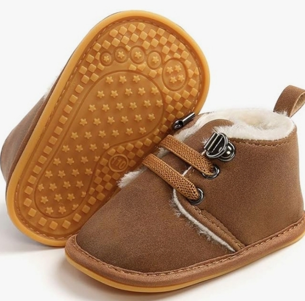 Baby Slip-on Booties Fleece Non-Slip Boots Toddler Walker Shoe 12-18 Mos, Unisex